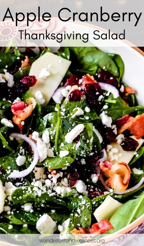 Elegant Salads, Sides Thanksgiving, Elegant Salad, Apple Cranberry Salad, Cranberry Spinach Salad, Salad Apple, Desserts Pumpkin, Menu Christmas, Desserts Holiday