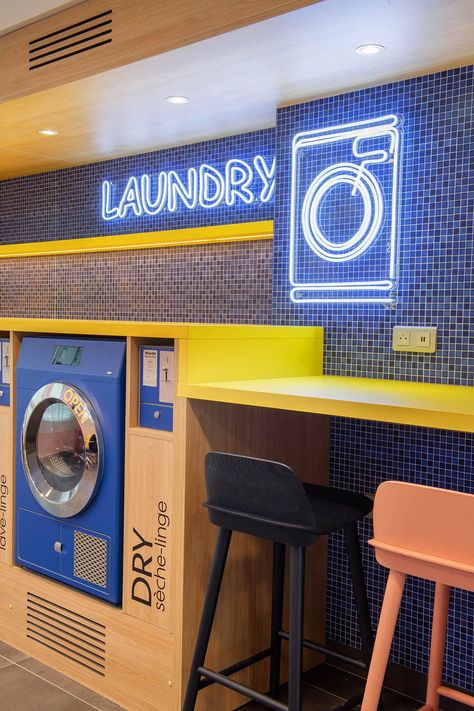 Self Laundry Shop Design, Laundromat Design Ideas, Laundry Store Design, Laundry Shop Design, Laundry Shop Interior Design, Laundry Shop Design Ideas, Laundry Business Design, Laundry Store Design Ideas, Hotel Laundry Room