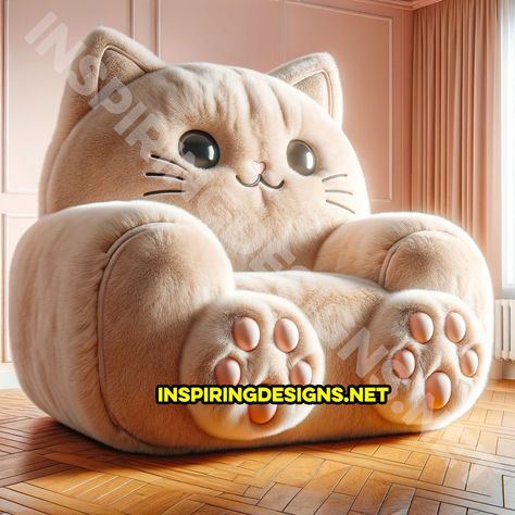 Cat Themed Furniture, Funny Furniture, Animal Bed, Quirky Furniture, Cat Bedroom, Giant Cat, Fantasy Furniture, Cat Toilet, Cozy Design