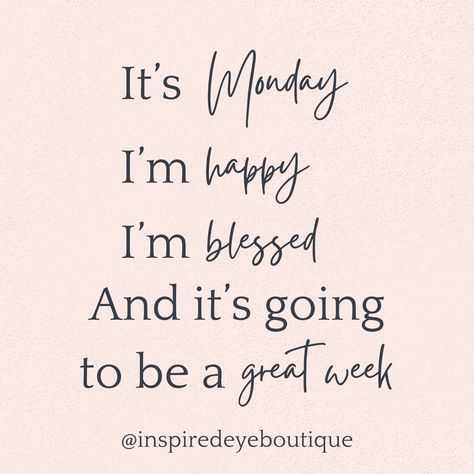 ✨ Happy Monday friends! Let's make this week a great one! 💃 🤩 ✨ #inspiredeyeboutique #mondaymotivation #positivethoughts #affirmations #mondayaffirmations #affirmationsdaily #positiveaffirmations #mondaymood #mondayvibes #positivevibes #positiveenergy #positivemindset Quotes About Monday, Monday Affirmations, Happy Monday Quotes, Monday Vibes, Monday Blessings, Monday Quotes, March 4, Esthetician, Positive Mindset