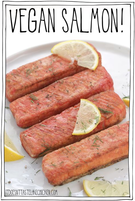 Vegan Salmon Recipe, Vegan Salmon, Vegan Meat Recipe, Vegan Crab, Seared Fish, Vegan Meat, Vegan Fish, Vegan Cookbook, Salmon Recipe