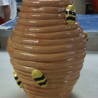 Coil constructed vase. Blended Coil Pot, Ceramic Coil Vase Ideas, Coil Vessels Ceramics Ideas, Beehive Coil Pot, Ceramic Art Coil, Heart Coil Pot, Coil Pots Aesthetic, Coil Sculpture Ideas, Coil Construction Ceramics