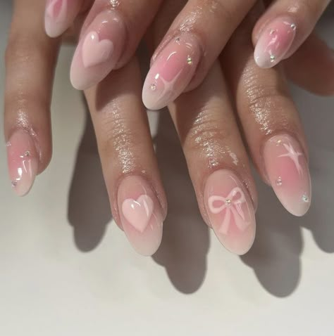 Pink Cute Nail Designs, Cute Aesthetic Nail Designs, Coquette Nail Inspo Short, Soft Pink Nails Aesthetic, Nail Ideas Korean Style, Natural Cute Nails, Wonyoungism Nails, Coquette Nails Square, Cute Nails Natural