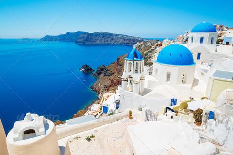 Sanorini Island, Greece by EpicStockMedia. Beautiful View of Santorini Island, View of ocean caldera with churches #AD #EpicStockMedia, #Beautiful, #Greece, #Sanorini Greece Wallpaper, Greece Landscape, Grecia Santorini, Santorini Grecia, Patras, Kusadasi, Seascape Wall Art, Santorini Island, View Wallpaper