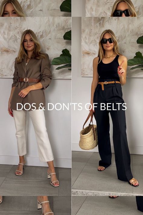 Belt And Dress Outfit, Black Pants Brown Belt Outfit Women, Woman Belt Fashion, Belt On Shirt Outfit, Types Of Belts Women, Belt For Women Fashion, Dresses With Belt Outfit, Narrow Belt Outfit, Cinch Belt Outfit