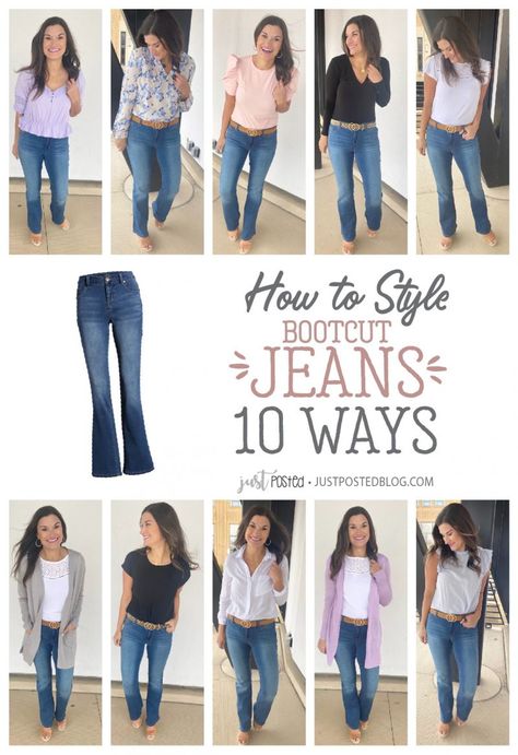 Bootcut Jeans Outfit Spring, How To Style Bootcut Jeans, How To Wear Bootcut Jeans, Style Bootcut Jeans, Capsule Clothing, Mom Makeover, Bootcut Jeans Outfit, Bootleg Pants, Outfit Verano