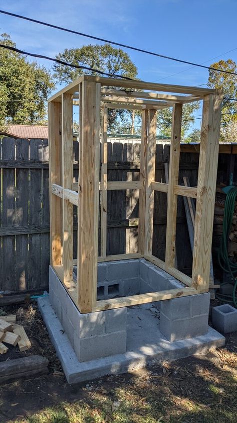 Building A Smokehouse, Diy Smokers How To Build, Wood Smokers Homemade, Building A Smoker, How To Build A Smokehouse, Cold Smoker Diy, Homemade Smoker How To Build, Diy Smoker How To Build, Cinder Block Smoker