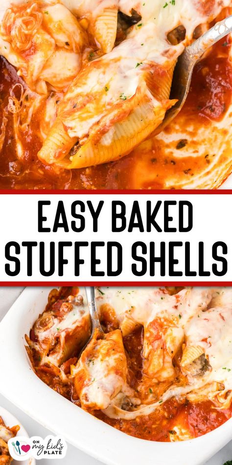 Try these delicious Italian stuffed shells with ground beef! Stuffed pasta shells are an easy and cozy meal that the whole family will enjoy, and will bring everyone round the dinner table, plus they are great to prep ahead for busy days. Stuffed Jumbo Shells Recipe Ground Beef, Jumbo Shells Recipe, Ground Beef Stuffed Shells, Stuffed Shells With Ground Beef, Jumbo Stuffed Shells, Shells With Ground Beef, Jumbo Shell Recipes, Baked Stuffed Shells, Italian Stuffed Shells