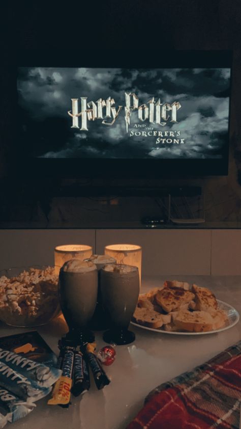 Harry Potter 
Movie marathon Movie Date Night At Home Aesthetic, Home Movie Date Aesthetic, Harry Potter Date Night Ideas, Romantic At Home Date Ideas, Cute Date Ideas At Home, Harry Potter Date Night, Relationship Moodboard, Movie Date Night At Home, Autumn Dates