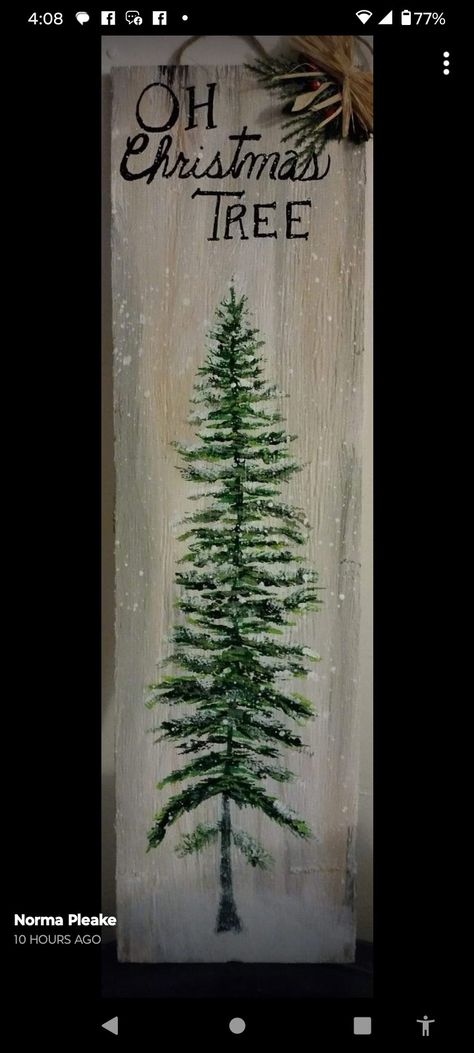 Painting Christmas Trees On Wood, Painting A Christmas Tree On Wood, How To Paint A Christmas Tree On Wood, Christmas Tree Painted On Wood, Christmas Tree Painting On Wood, Christmas Tree Art, Christmas Tree Painting, Simple Christmas Tree, Painted Ornaments