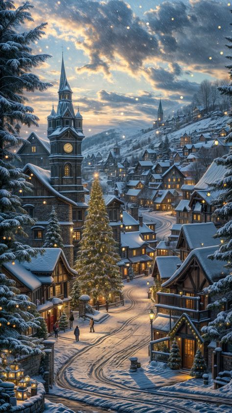 Snowy Wallpaper, Winter Village, Beautiful Christmas Scenes, Winter Christmas Scenes, Christmas Scenery, Snow Pictures, Cute Christmas Wallpaper, Winter Photos, Winter Wallpaper