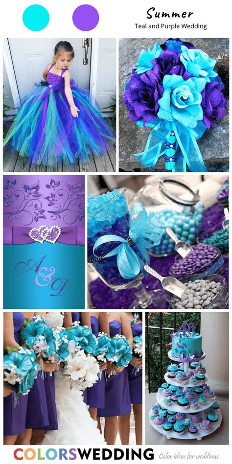 Purple Turquoise And Grey Wedding, Purple And Turquoise Wedding Ideas Bridesmaid Dresses, Purple Wedding Dresses The Bride, Turquoise And Purple Wedding Theme, Purple And Teal Wedding Dresses, Teal Wedding Dresses The Bride, Wedding Ideas Blue And Purple, Teal And Purple Wedding Ideas, Purple And Teal Wedding Ideas