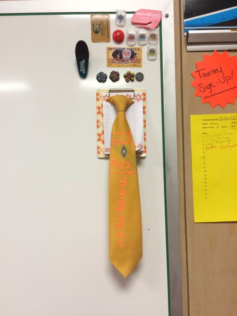 Clip on ties make great hall passes!! Creative Hall Pass Ideas, Hall Pass Ideas High School, Hall Pass Ideas, Unique Hall Pass Ideas, Funny Bathroom Passes, Hall Passes Middle School, Bathroom Passes For Classroom Printable, Classroom Hall Passes, High School Funny