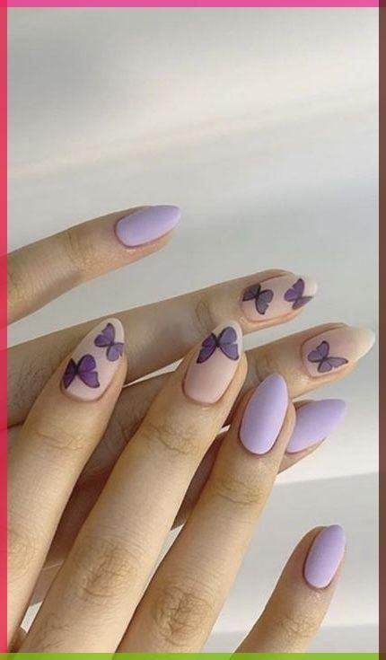 #NailArt #NailDesigns #NailInspiration #NailGoals #NailTrends #NailObsessed #NailAddict #NailPolish #NailCare #NailGoals Lilac Nails Design Butterfly, Purple Butterfly Nails, Finger Biting, Birmingham City University, Creative Nail Art, Purple Glitter Nails, Lilac Nails, Hello Nails, Purple Nail Designs