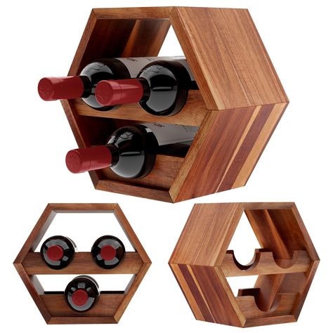 PRICES MAY VARY. Wooden Wine Rack for Every Home - Made from acacia wood, our wine bottle rack effortlessly holds up to 3 wine bottles. Plus, our wine holder wall mounted has a 2-way modular design, adding a hint of versatility to any space. Versatile & Space-Saving - With its modular design, whether used as a wine holder stand or wall mounted, this wine bottle storage lets you customize your display, storing one to three bottles with ease. Seamless Installation - Goodbye tiresome assembly! Our Hexagon Wine Rack, Wine Organization, Wine Bottle Stand, Wall Wine Rack, Wine Bottle Storage, Wine Stand, Wine Rack Cabinet, Wooden Wine Rack, Wine Bottle Rack