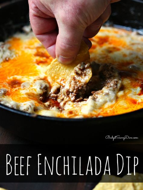 My family ate the WHOLE DIP in under 30 minutes. SUPER easy to make and naturally gluten - free. If you like Enchiladas then this recipe is for you. #budgetsavvydiva #enchiladas #dip #glutenfree #budgetsavvydiva via budgetsavvydiva.com Beef Enchilada Dip Recipe Beef Enchilada Dip, Creamy Casserole, Pond Diy, Turkey Ground, Enchilada Dip, Parmesan Spinach, Mint Patties, Smoked Mozzarella, Stuffed Meatballs