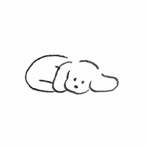 Dog Aesthetic Drawing, Cartoon Dog Tattoo, Puppy Doodle, Dog Doodles, Sleepy Puppy, Cute Easy Doodles, Easy Doodle, Sweet Dog, 강아지 그림