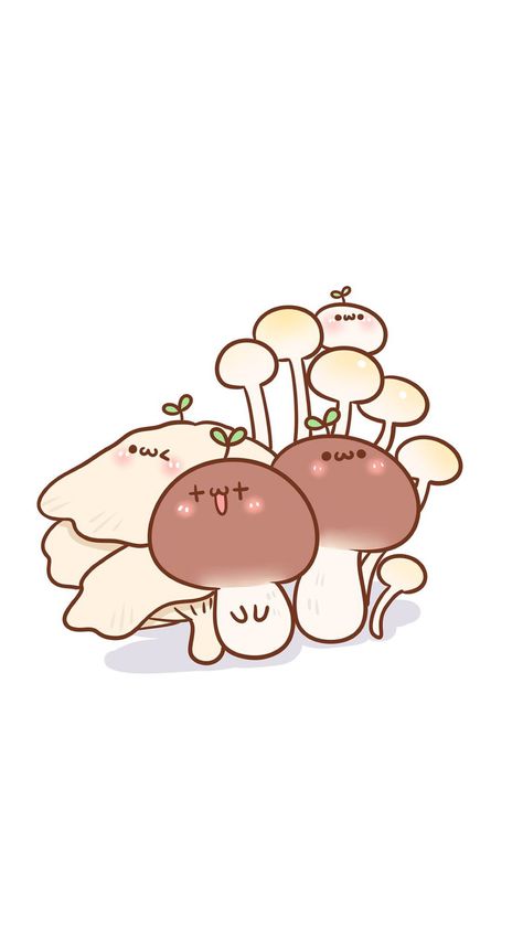 Cute Mushroom Drawing, Kawaii Faces, Kawaii Illustration, Cute Food Drawings, Super Kawaii, Kawaii Chibi, Wallpaper Iphone Disney, Cute Kawaii Drawings, Chibi Drawings