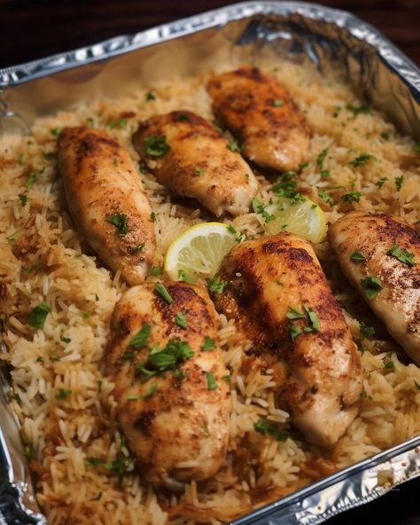 Garlic Parmesan Rice With Juicy Chicken Tenders, Best Chicken Dishes Ever, Quick Fall Family Dinners, Chicken A D Rice Recipes, Best Chicken Meals, Best Chicken Dishes Dinners, Skinless Chicken Tender Recipes, Chicken One Dish Meals, What To Cook With Chicken Tenders