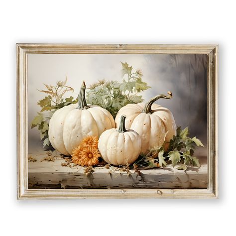 Pumpkin Still Life, Pumpkin Paintings, Halloween Kunst, Fall Wall Decor, Autumn Magic, Fall Art, Fall Wall Art, Vintage Fall, Vintage Oil Painting