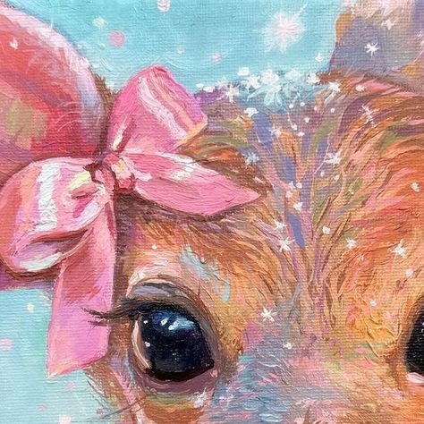 Coquette Animals Painting, Painting Ideas Coquette, Pink Christmas Painting, Coquette Painting Ideas, Painting Ideas Winter, Painting Ideas Animals, Christmas Deer Illustration, Cute Animal Paintings, Coquette Paintings