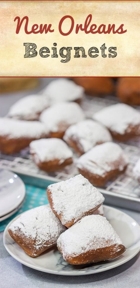 New Orleans Beignets | Classic New Orleans sweet treat! Beneights Recipe, New Orleans Beignets, Pie Pastry Recipe, The Crescent City, Doughnuts Recipe, New Orleans Recipes, Mardi Gras Food, Louisiana Recipes, Decadent Cakes