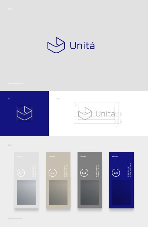 Unita · Brand identity on Behance Logo Design For Interior Design Company, Tech Logo Ideas, Luxury Identity, Architecture Vector, Icon Company, Element Art, Abstract Interior, Business Architecture, Construction Branding