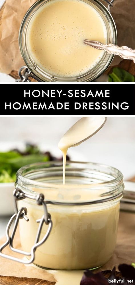 Sweet Salad Dressings, Sesame Dressing Recipe, Sesame Salad Dressing, Asian Salad Dressing, Sweet Dressing, Salad Dressing Recipes Healthy, Honey Dressing, Dressing For Fruit Salad, Honey Sesame