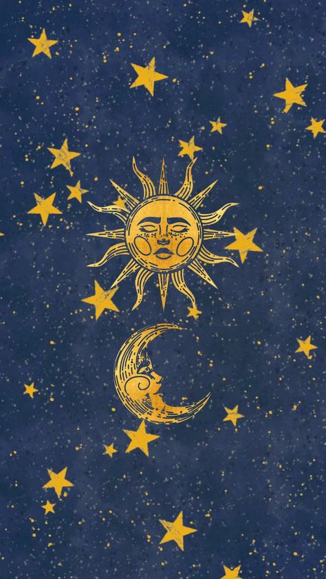 Sun And Moon Phone Wallpaper, Whimsigoth Sun And Moon, 90s Sun And Moon Aesthetic, Yellow Moon Wallpaper, Tarot Aesthetic Wallpaper, Sun And Moon Wallpaper Aesthetic, Whimsigoth Sun, Dark Celestial Aesthetic, Celestial Sun And Moon Art