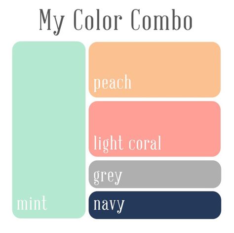 love this color combo - it was used in a wedding, but I can make a great pendant Mint Color Palettes, Mint Green Outfits, Mint Green Bedroom, Coral Colour Palette, Navy Color Palette, Mint Walls, Green Color Combinations, Mint Coral, Color Schemes Colour Palettes