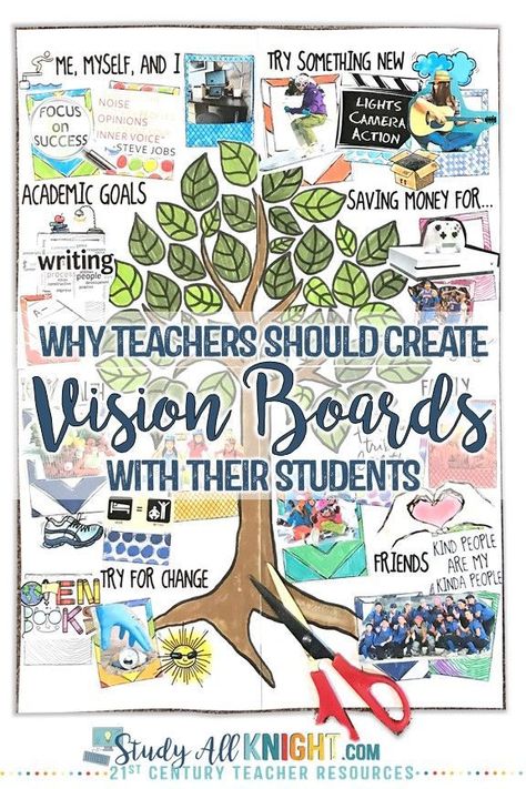 Vision boards are a great tool to keep students motivated and determined to meet their goals. They are also great for promoting a growth mindset. Click to learn more in this blog post. Vision Boards For High School Students, Vision Board For High School Students, Vision Boards For Students, Vision Board Middle School, Middle School Vision Board, Vision Board For Students High Schools, Growth Mindset Activities High School, Vision Board Bulletin Board, Homeschool Vision Board