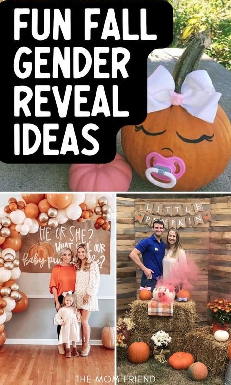 Fall gender reveal ideas. Gender Pumpkin Reveal, Nursing Gender Reveal Ideas, Gender Reveal Ideas To Family, Halloween Gender Reveal Pictures, Neutral Halloween Gender Reveal, Fall Reveal Party Ideas Gender, Fall Inspired Gender Reveal, Pink And Blue Halloween Gender Reveal, Gender Reveal Idea Halloween