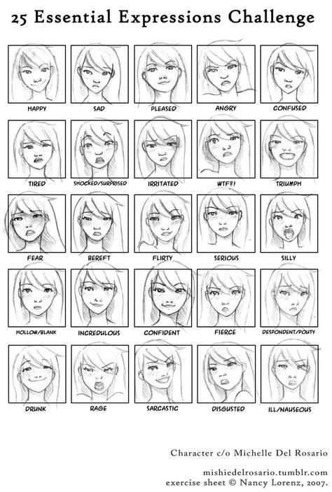 Expressões Faciais 25 Essential Expressions, Expressions Challenge, Expression Challenge, Facial Expressions Drawing, Drawing Face Expressions, 얼굴 드로잉, Fotografi Editorial, Drawing Expressions, Poses References