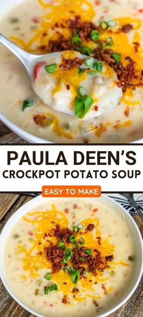 Paula Deen’s Crockpot Potato Soup Crockpot Recipe Potato Soup, Paula Deens Crockpot Potato Soup, Potato Soup Crock Pot Paula Deen, Paula Deen's Crockpot Potato Soup, Crockpot Potato Soup Paula Deen, Paula Dean Potato Soup Crock Pot, Paula Dean Potatoes Soup Crockpot, Crock Pot Soup Potato, Potato Soup With Diced Potatoes