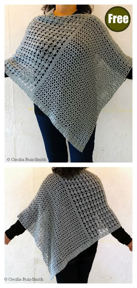 Wrapped Pearl Poncho Free Crochet Pattern Poncho Au Crochet, Poncho Patterns, Crochet Poncho Free Pattern, Poncho Crochet, شال كروشيه, Free Pattern Crochet, Pull Crochet, Crochet Poncho Patterns, Crochet Shawls And Wraps