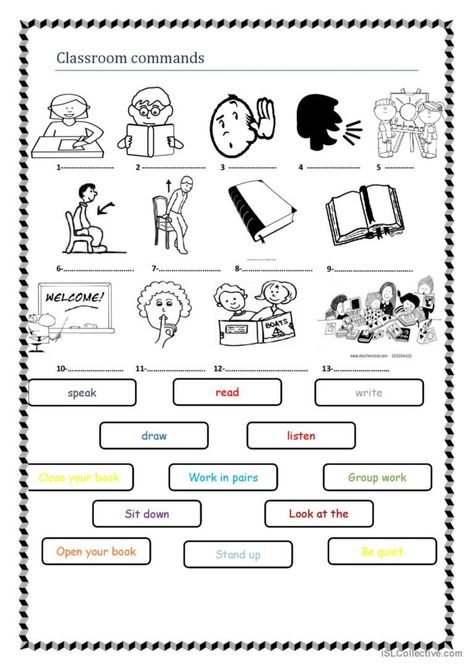 Classroom Commands, Action Verbs, Classroom Language, Esl Worksheets, School Supplies, Education, Quick Saves