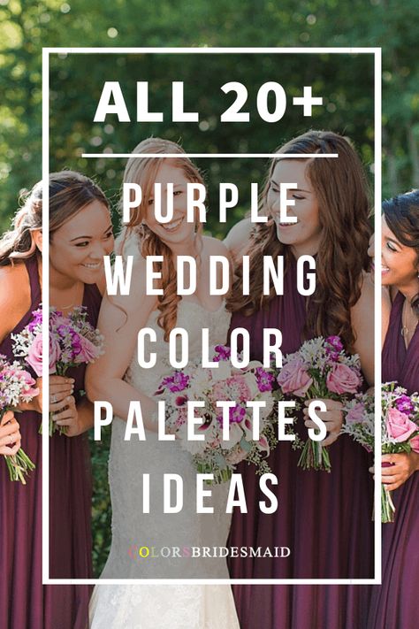 Gorgeous Purple October Wedding Color Inspirations - ColorsBridesmaid Grape Wedding Colors, Dark Purple And Mauve Wedding, Orange And Purple Fall Wedding Bouquet, Fall Wedding Palette Purple, Plum And Grey Wedding Decorations, Shades Of Purple Fall Wedding, Colors That Go With Plum Purple, Dark Purple Themed Wedding, Purple Shades Wedding