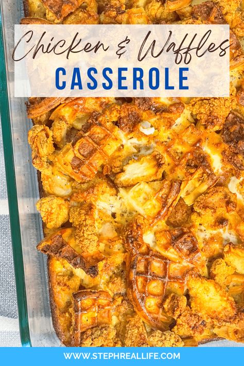 Chicken and Waffles Casserole Chicken And Waffles Recipe Easy, Chicken And Waffles Casserole, Chicken Waffles Recipe, Savory Waffle Recipe, Chicken N Waffles, Healthy Waffles, Fried Chicken And Waffles, Savory Waffles, Breakfast Waffles