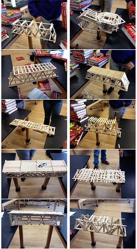 Popsicle Stick Bridges | Kari | Flickr Popsicle Bridge Projects, Stem Classroom Setup, Popsicle Stick Bridges, Atelier Ideas, Bridge Project, Popsicle Stick Crafts House, Ing Civil, Kindergarten Stem, Engineering Drawing