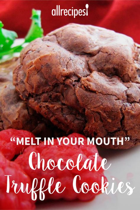 Chocolate Truffle Cookies Recipe, Sugar Cookie Cut Out Recipe, Cookie Cut Out Recipe, Truffle Cookie, Melt In Your Mouth Cookies, Chocolate Truffle Cookies, Santa Snacks, Brownie Truffles, Easy Truffles