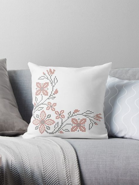 Cross Stitch Cushions, Pillow Cross Stitch, Unique Cross Stitch, Cross Stitch Cushion, Cross Stitch Tutorial, Cushion Embroidery, Floral Composition, Crochet Cushion Cover, Beautiful Cross Stitch Pattern