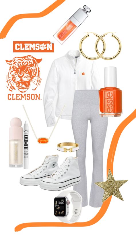 #clemson #outfitinspo #beauty #outfit #football #season #footballseason #footballgamefit #collegefootball #clemsonuniversity #fitinspo #cute Gameday Outfit Football, Clemson Gameday Outfit, Clemson Gameday, Class Outfit, Game Outfit, Clemson University, Clemson Tigers, Gameday Outfit, Gaming Clothes