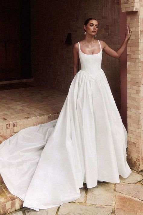 Protea by Alena Leena Unique Wedding Dress White, Alena Leena Wedding Dress, Romantic Simple Wedding Dress, Wedding Dress 2024 Trend, Wedding Dresses 2025, Simple Timeless Wedding Dress, Aleena Leena Bridal, 2025 Wedding Dresses, Ethereal Wedding Dresses