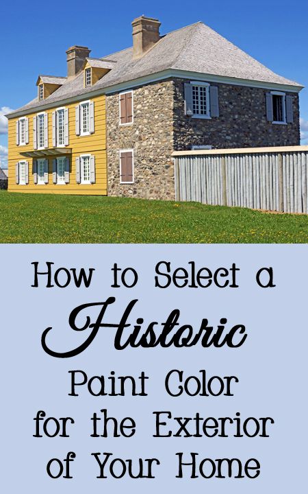 If you live in a historic home or just love the feel of homes with history, you may want to paint the exterior of your home with paint in historic colors.  Keep in mind that many homes are not painted only one color, but several paint colors.  There is generally a paint color on the body of the house and at least one trim color for the trim around the windows and/or door color (often many trim colors).  So, how do you go about selecting a color that is age appropriate? Vintage House Paint Colors Exterior, Historical Home Exterior Paint Colors, Historic Home Colors Exterior, Historic Homes Exterior, Outside House Paint Colors, Outside Paint Colors, Heritage Paint Colours, Cottage Exterior Colors, Outside House Paint