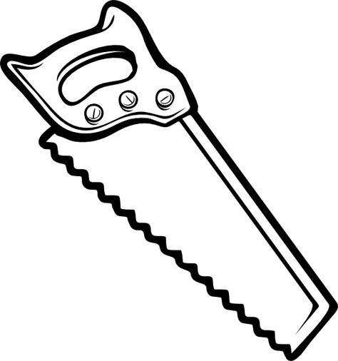 hand+saw+drawing | Saw clip art - vector clip art online, royalty free & public domain Saw Drawing, Construction For Kids, Free Stencils, Woodworking Guide, Printable Coloring Book, Hand Saw, Clipart Black And White, Woodworking Projects Plans, Custom Woodworking