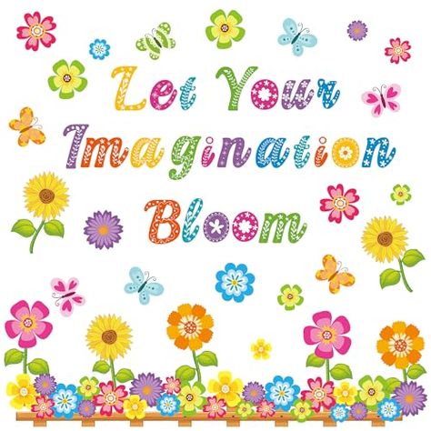 101 PCS Spring Bulletin Board Decor Flower Butterfly Paper Cutouts Let Your Imagination Bloom Classroom Bulletin Decoration for School Home Wall Window Decor Wall Window Decor, Spring Bulletin, Classroom Bulletin Board, Spring Bulletin Boards, Paper Cutouts, Bulletin Board Decor, Party School, Classroom Bulletin Boards, Wall Window