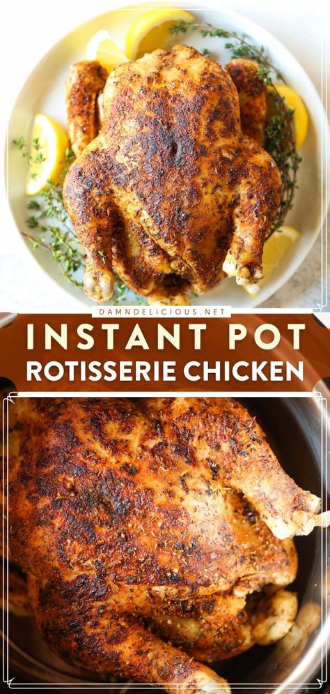 INSTANT POT ROTISSERIE CHICKEN, family dinner ideas, easy meals Whole Rotisserie Chicken, Rotisserie Chicken Recipe, Whole Chicken Recipe, Cooking Whole Chicken, Instant Pot Pasta Recipe, Whole Chicken Recipes, Best Instant Pot Recipe, Rotisserie Chicken Recipes, Instant Pot Recipes Chicken