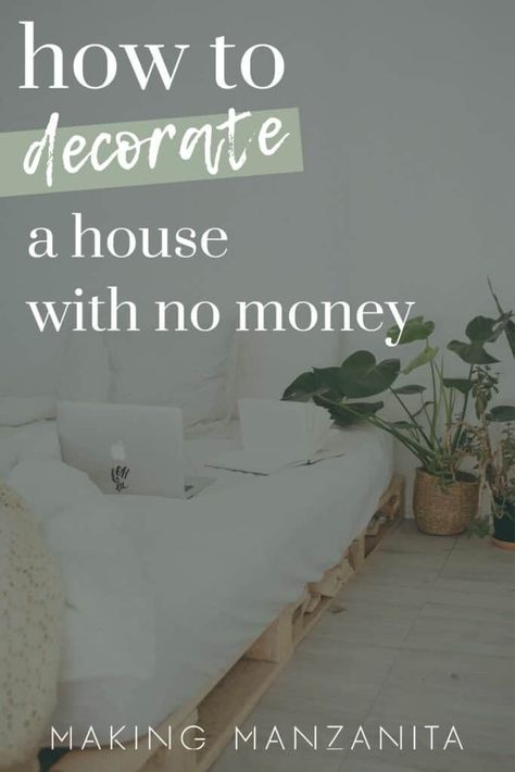 Desperate to decorate your home, but you have, like, literally NO budget? Today I'm sharing a few ways you can decorate a house with no money so you can started creating a home you love. #decor #homedecor #budgetdecor #thrifted No Budget Home Makeover, Decorate A House, Beautiful Bed Designs, Bed Makeover, Simple Bed Designs, Rental Home Decor, Farmhouse Projects, Stripping Furniture, Airbnb Design