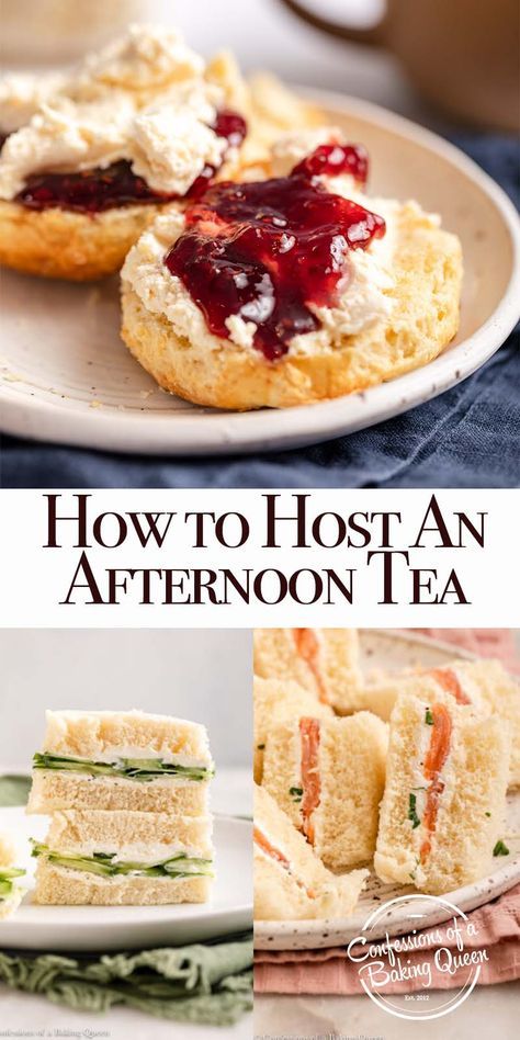 The Ultimate Guide to Hosting an Afternoon Tea - Timeline, Recipes & Tips How To Serve Tea At Tea Party, Recipes For Afternoon Tea, Fall Tea Party Food Ideas, Breakfast Tea Sandwiches, Hosting Afternoon Tea, Easy Tea Time Treats, English Tea Party Recipes, Hosting A High Tea Party, High Tea Party Food Ideas