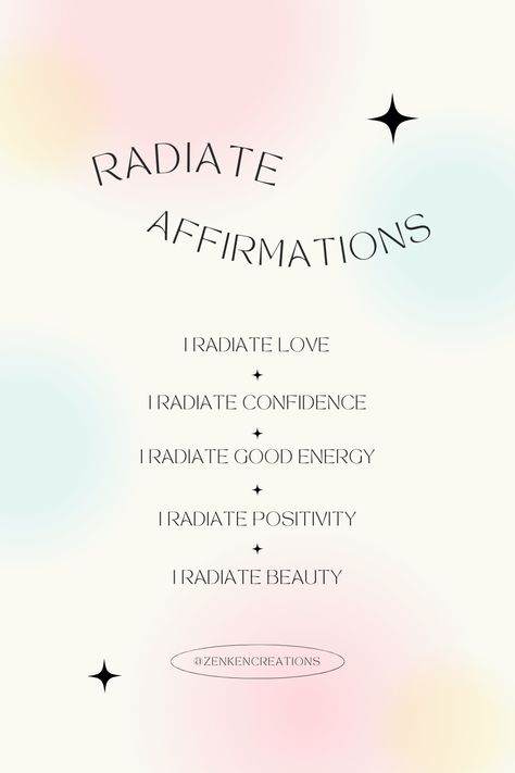 One Line Positive Affirmations, Radiate Positivity Quotes, I Radiate Positive Energy, I Do Affirmations, How To Radiate Positive Energy, Rampage Affirmations, Radiant Affirmations, July Affirmations, Beta Projects